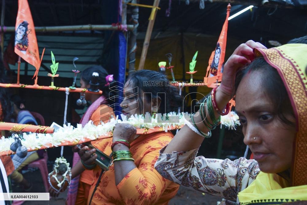 Devotees Carry Ganga Water in Pilgrimage - India