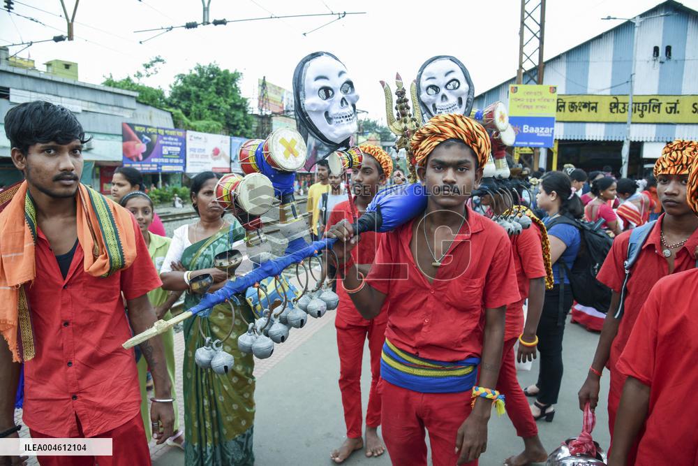 Devotees Carry Ganga Water in Pilgrimage - India
