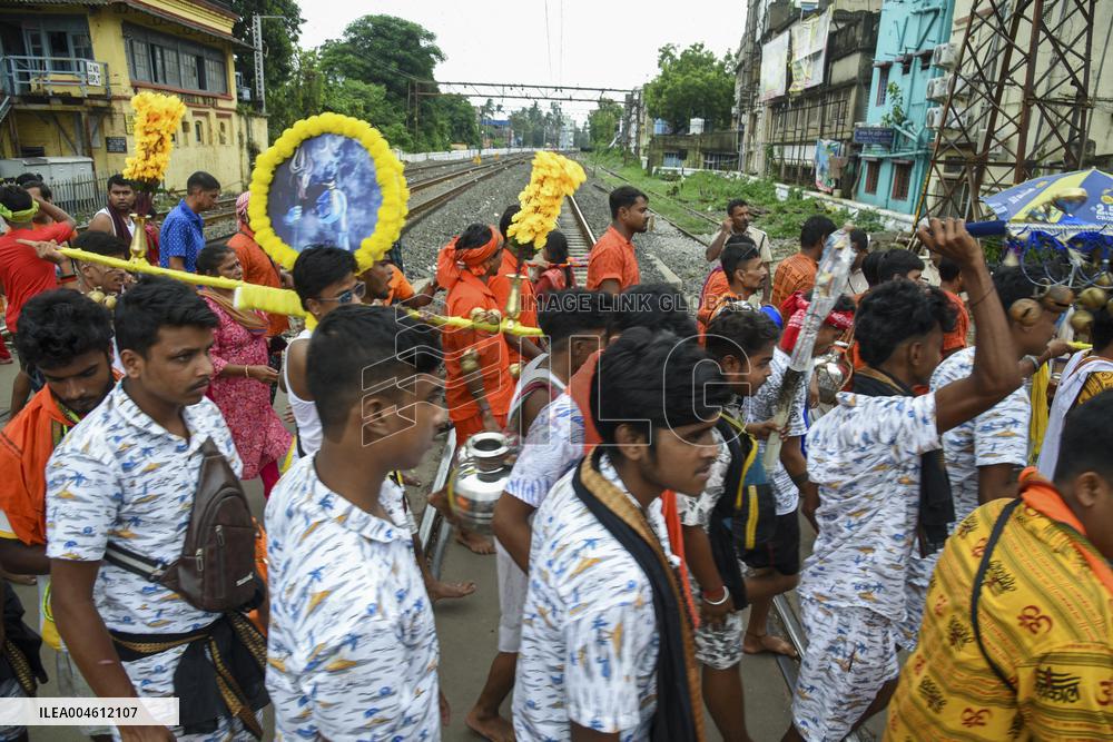 Devotees Carry Ganga Water in Pilgrimage - India