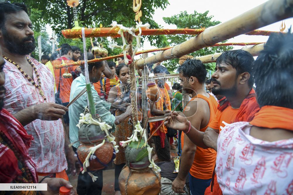 Devotees Carry Ganga Water in Pilgrimage - India