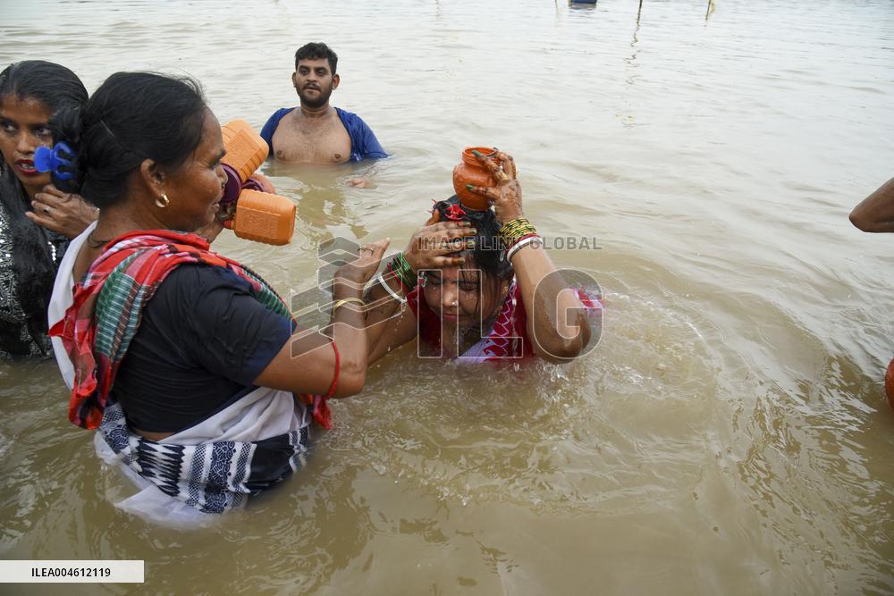 Devotees Carry Ganga Water in Pilgrimage - India