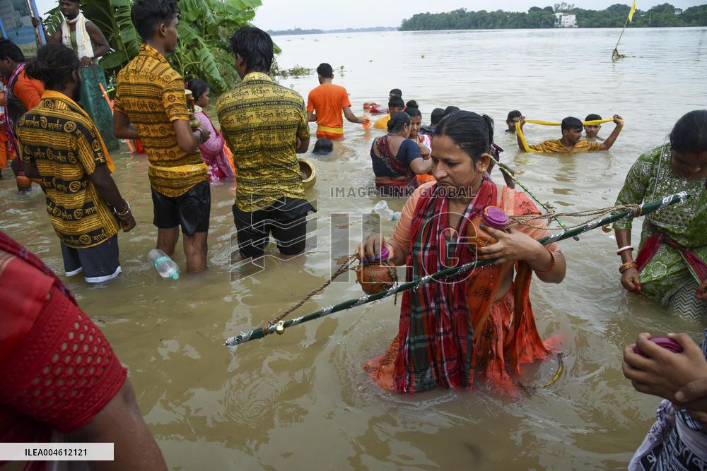 Devotees Carry Ganga Water in Pilgrimage - India