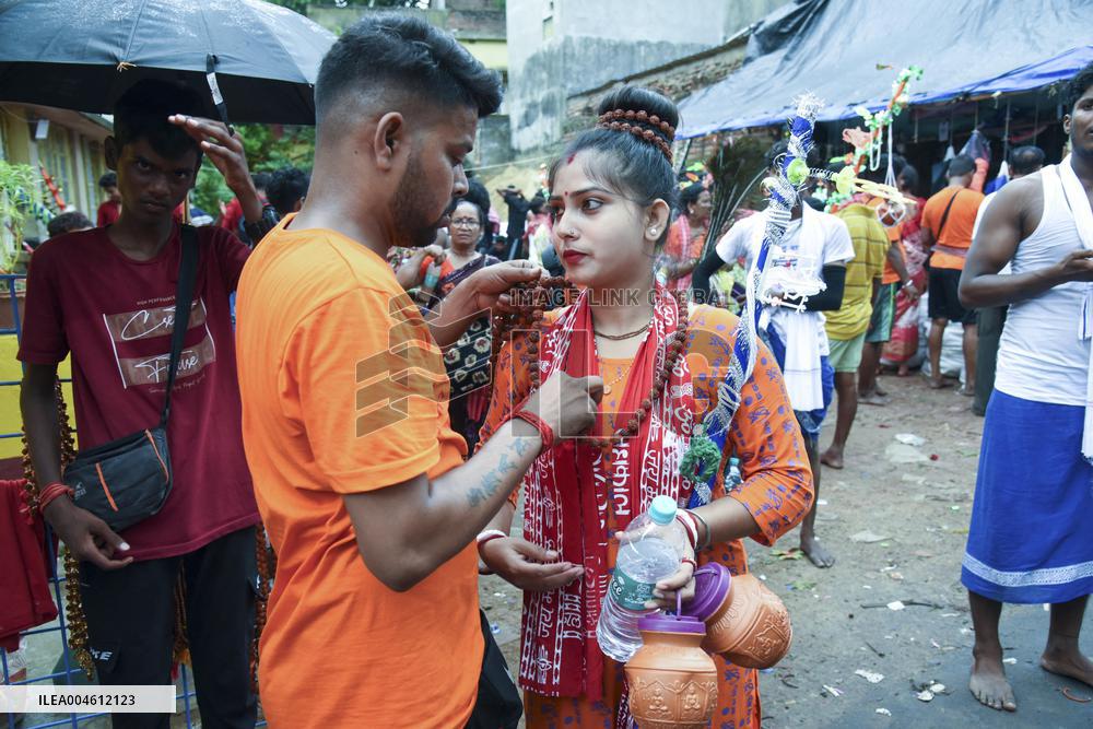 Devotees Carry Ganga Water in Pilgrimage - India
