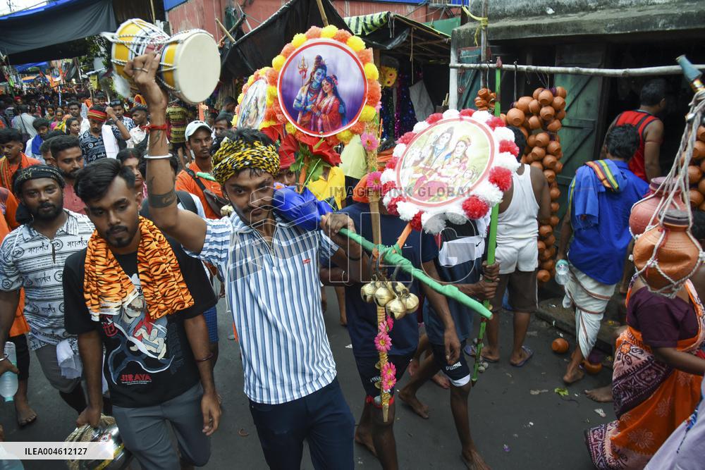 Devotees Carry Ganga Water in Pilgrimage - India