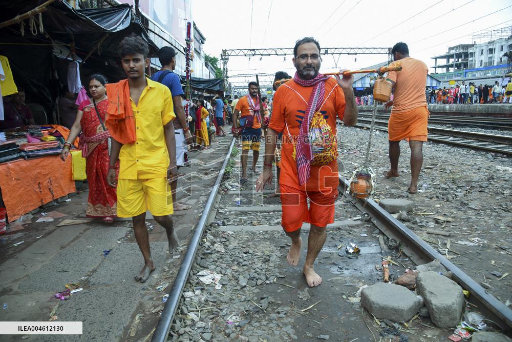 Devotees Carry Ganga Water in Pilgrimage - India