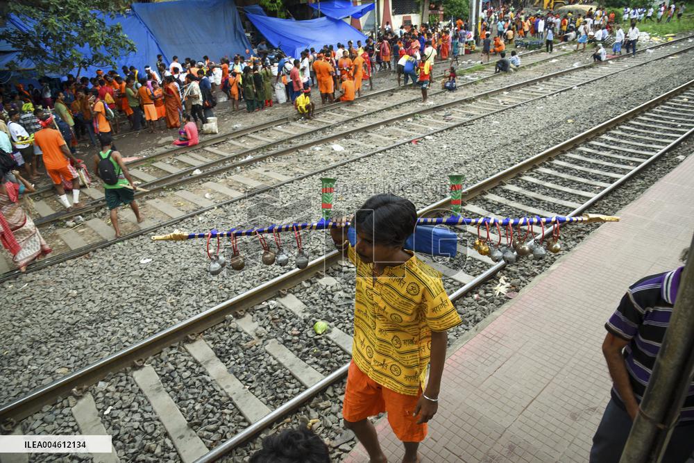 Devotees Carry Ganga Water in Pilgrimage - India