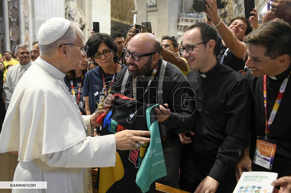 Pope Leo XIV With Catholic Influencers - Rome