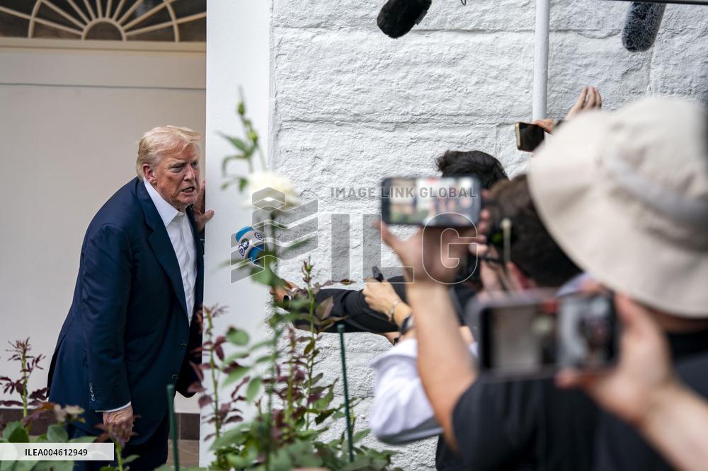 President Donald Trump Returns to the White House from United Kingdom Trip