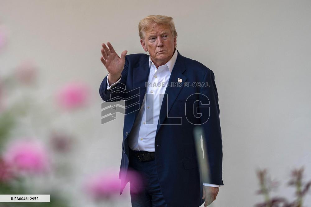 President Donald Trump Returns to the White House from United Kingdom Trip