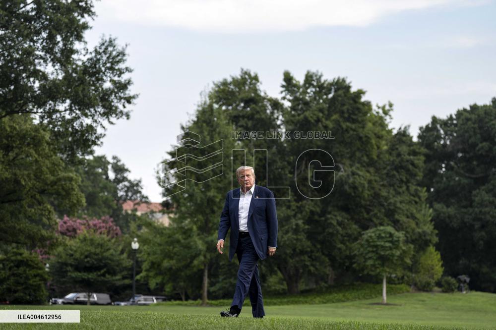 President Donald Trump Returns to the White House from United Kingdom Trip