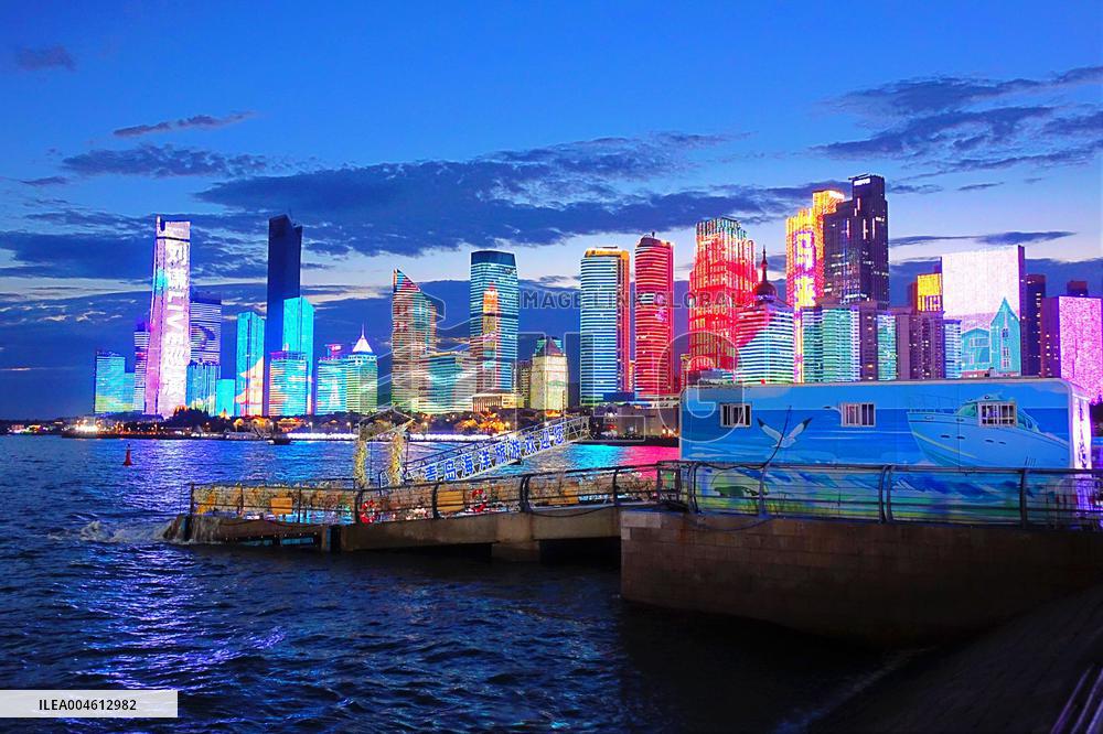 Fushan Bay International Business District Night View in Qingdao