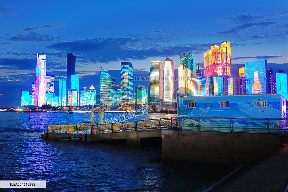 Fushan Bay International Business District Night View in Qingdao