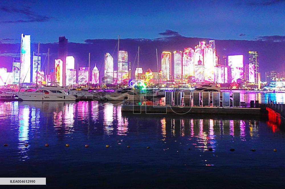 Fushan Bay International Business District Night View in Qingdao