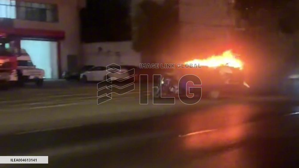 China: Man Drives Burning Tricycle to Fire Station in Zhengzhou, Henan