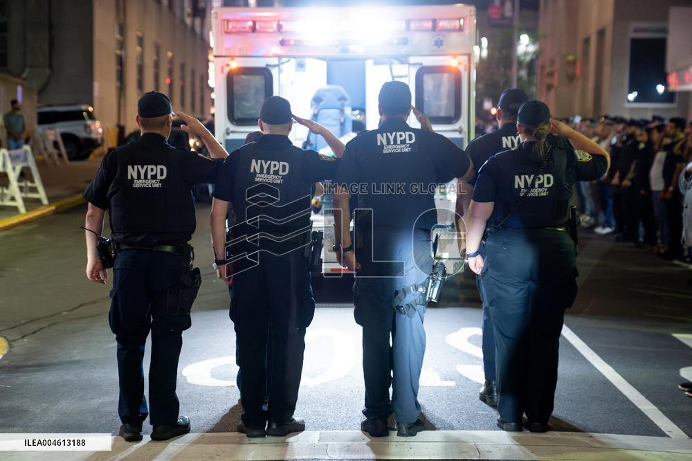 Body Of NYPD Officer Transferred From Hospital After Park Avenue Shooting - NYC