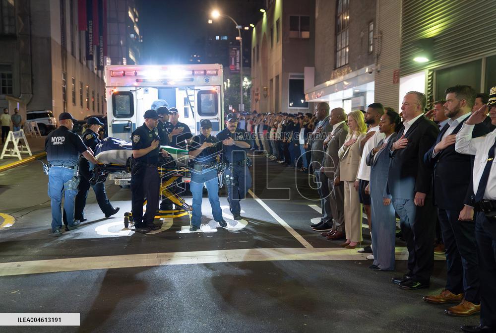 Body Of NYPD Officer Transferred From Hospital After Park Avenue Shooting - NYC