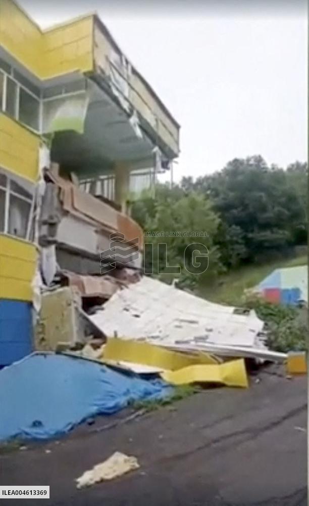 Tsunami Waves Submerge Kamchatka Coastal City - Russia