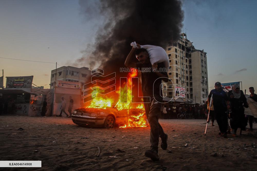 Humanitarian Aid and Retaliation Incident - Gaza City
