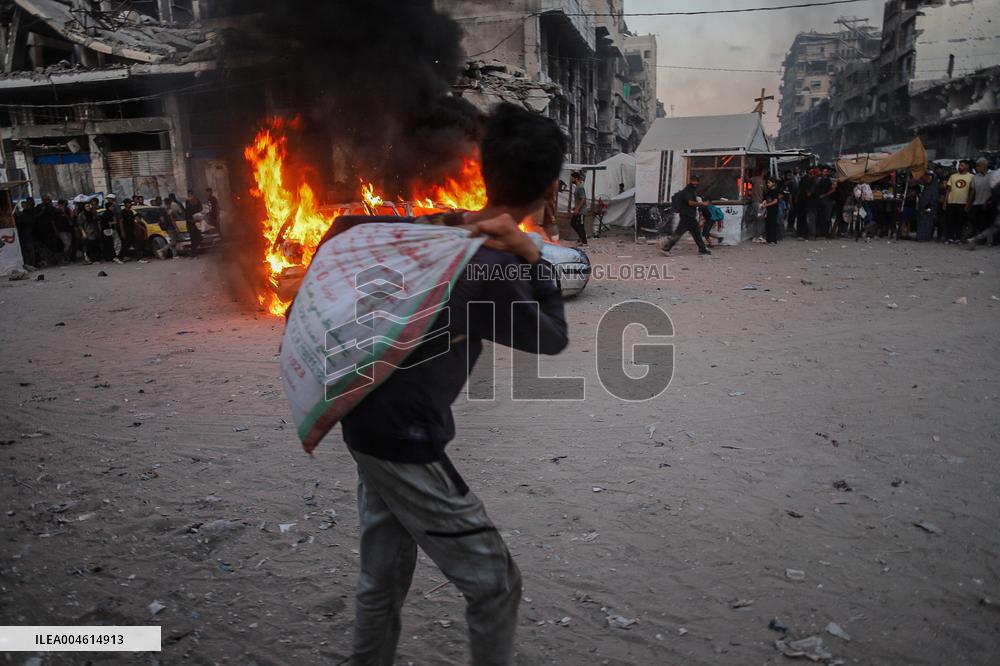 Humanitarian Aid and Retaliation Incident - Gaza City