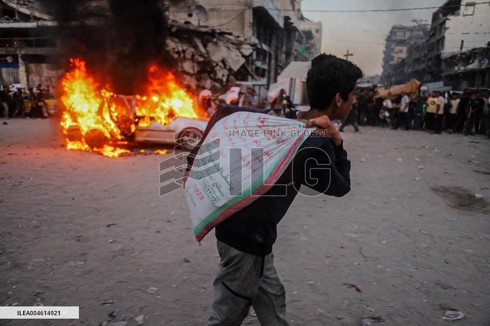 Humanitarian Aid and Retaliation Incident - Gaza City