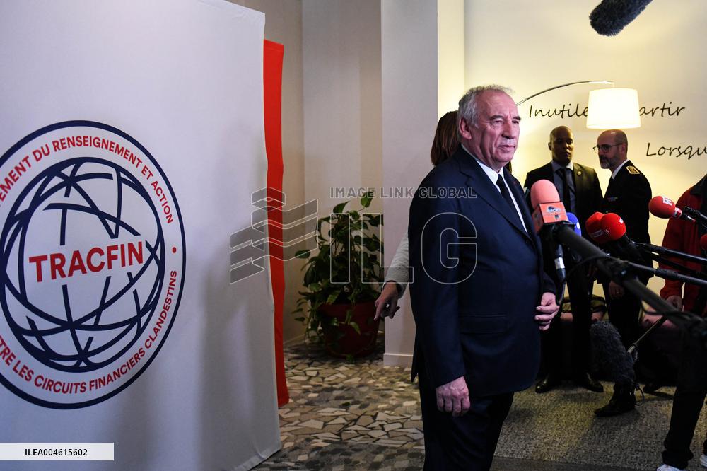 PM Francois Bayrou Visits Tracfin - Montreuil