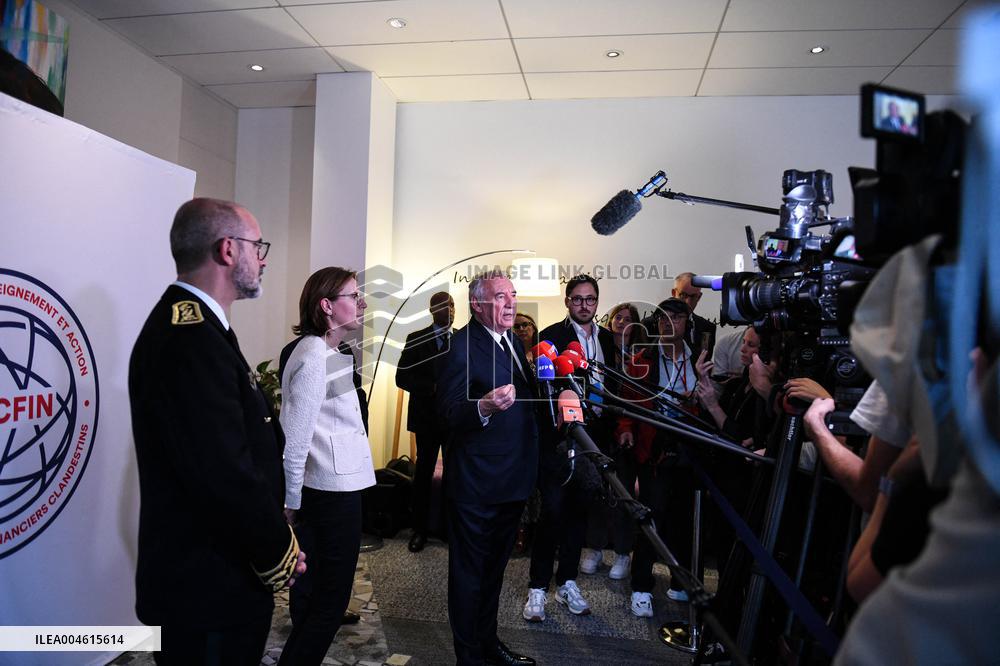 PM Francois Bayrou Visits Tracfin - Montreuil