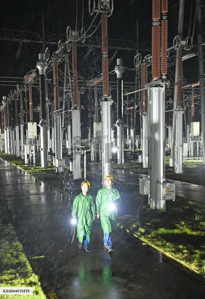 Qingliu Substation Inspection during Typhoon Co-may in Chuzhou