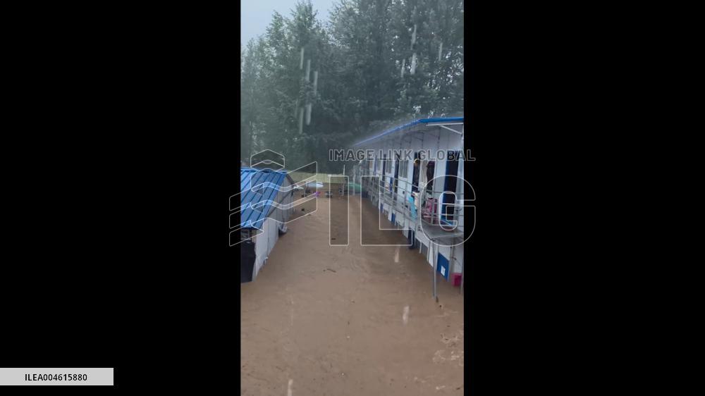 China: Floodwaters Sweep Through Hebei Construction Site After Intense Rain