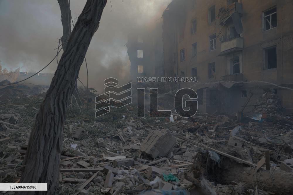 Russian Missile Strike Hits Apartments Building - Ukraine