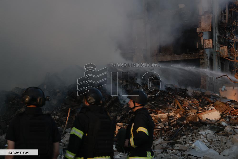 Russian Missile Strike Hits Apartments Building - Ukraine