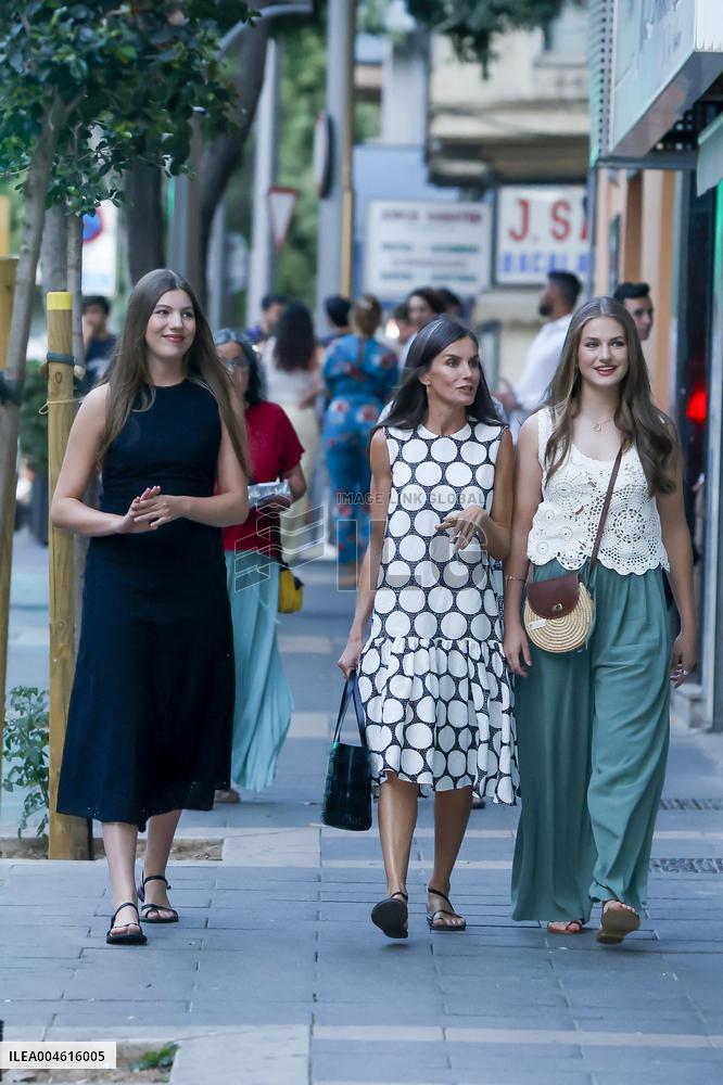 Queen Letizia and Her Daughters at The Cinema - Palma