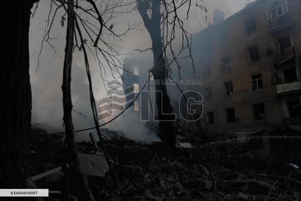 Russian Missile Strike Hits Apartments Building - Ukraine