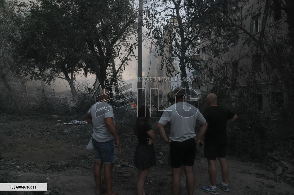 Russian Missile Strike Hits Apartments Building - Ukraine