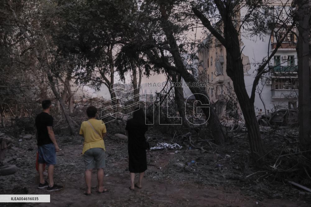 Russian Missile Strike Hits Apartments Building - Ukraine