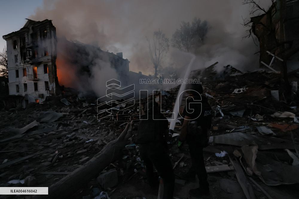 Russian Missile Strike Hits Apartments Building - Ukraine