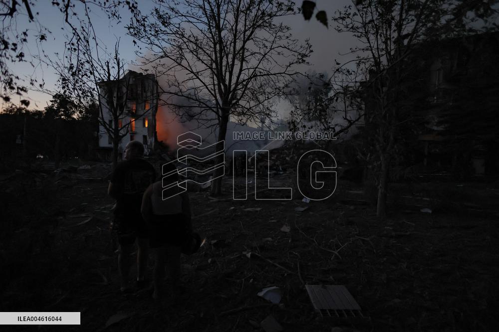 Russian Missile Strike Hits Apartments Building - Ukraine