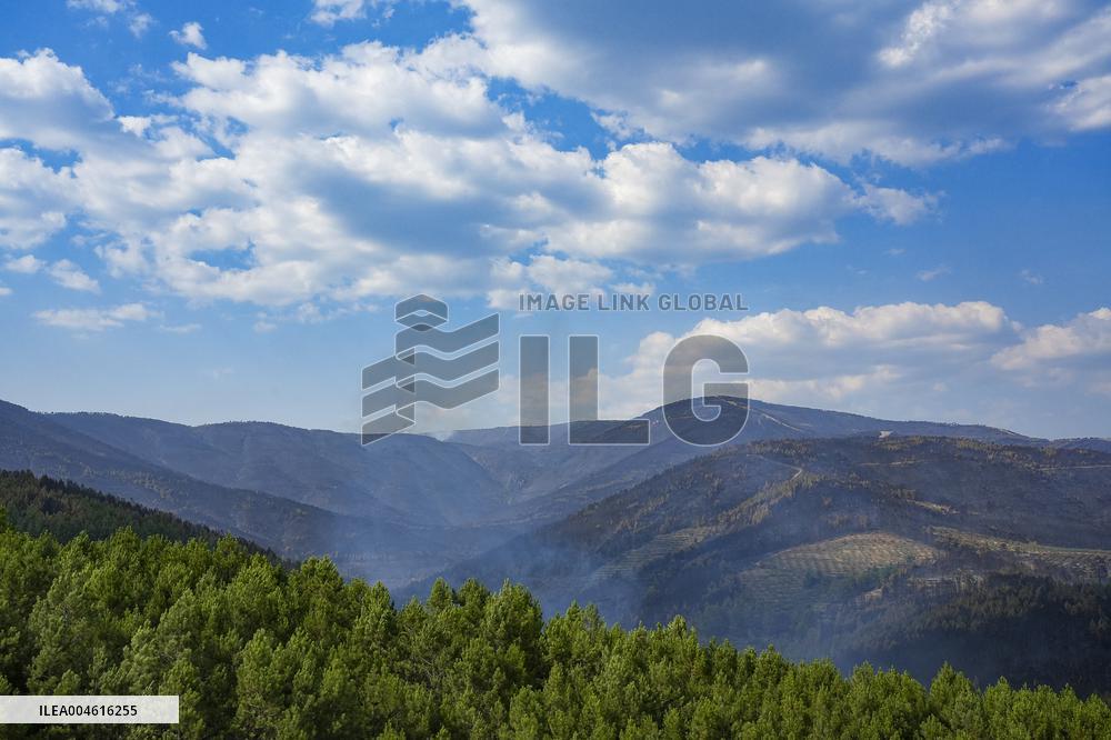 Troops Work to Control Fire Near Avellanar Caceres - Spain