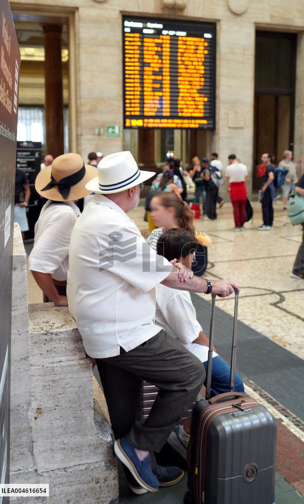 Exodus at Central Station Departures for the Summer Holidays - Milan