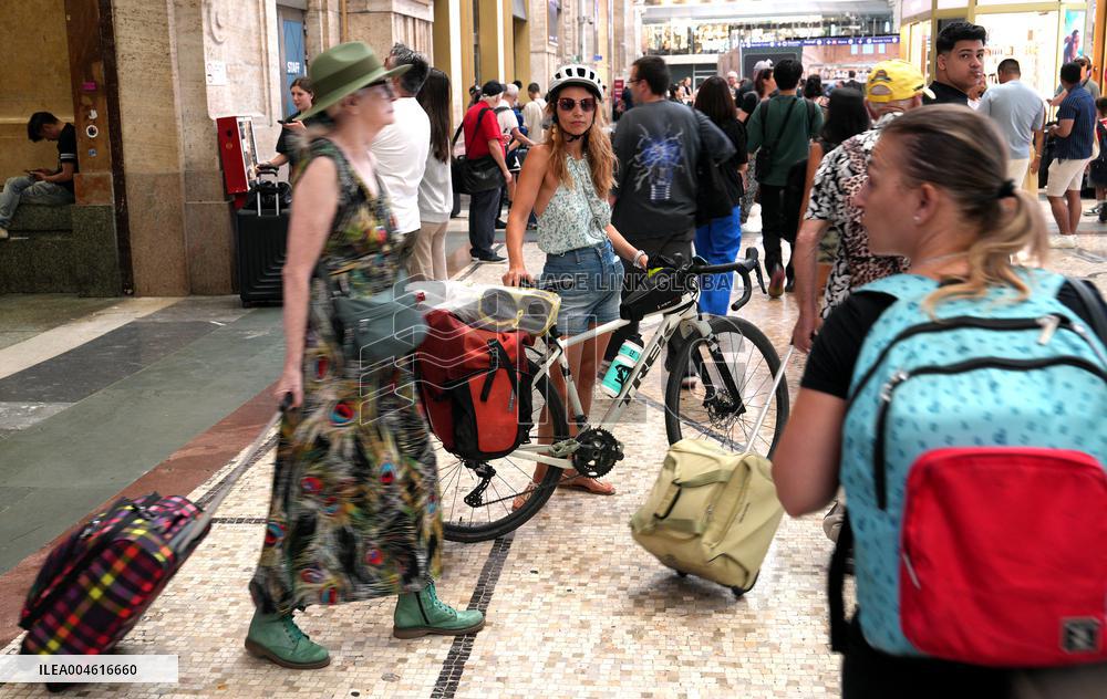Exodus at Central Station Departures for the Summer Holidays - Milan