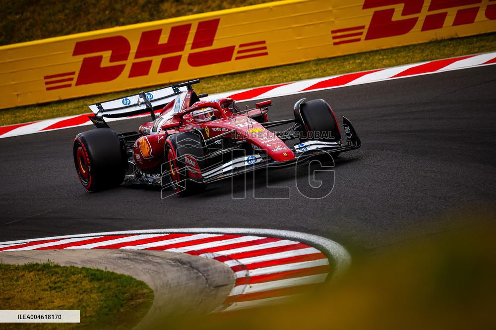 Charles Leclerc Celebrates Qualifying On Pole At The F1 Hungarian Grand Prix - Budapest