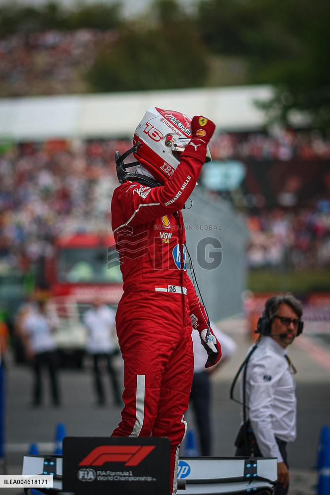 Charles Leclerc Celebrates Qualifying On Pole At The F1 Hungarian Grand Prix - Budapest