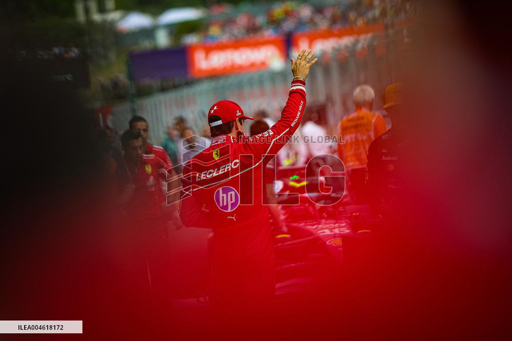 Charles Leclerc Celebrates Qualifying On Pole At The F1 Hungarian Grand Prix - Budapest