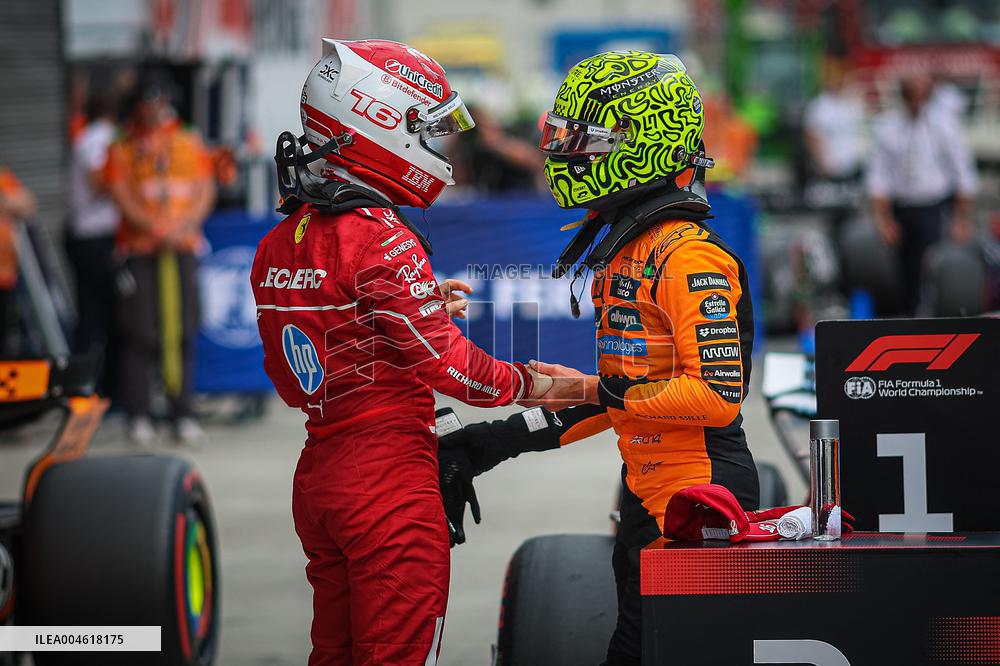 Charles Leclerc Celebrates Qualifying On Pole At The F1 Hungarian Grand Prix - Budapest