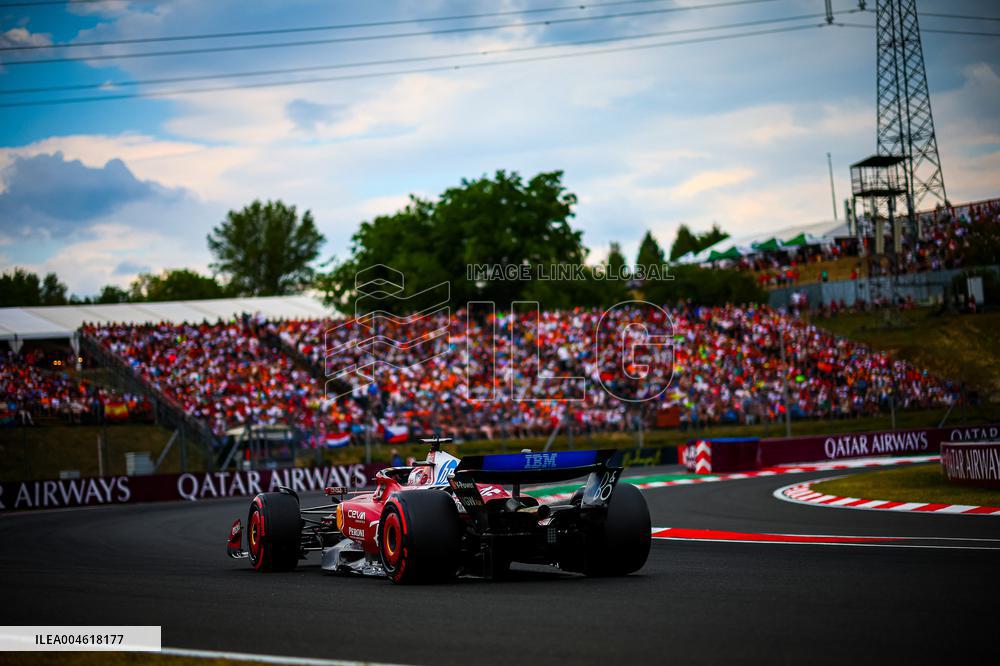 Charles Leclerc Celebrates Qualifying On Pole At The F1 Hungarian Grand Prix - Budapest