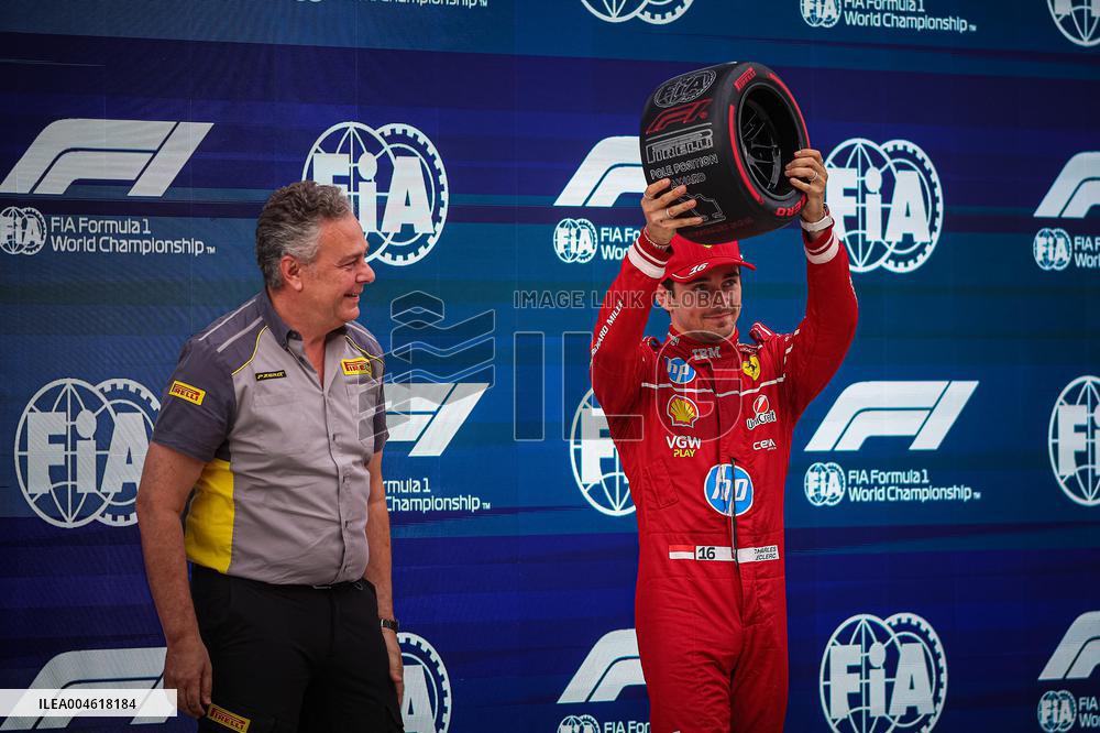 Charles Leclerc Celebrates Qualifying On Pole At The F1 Hungarian Grand Prix - Budapest