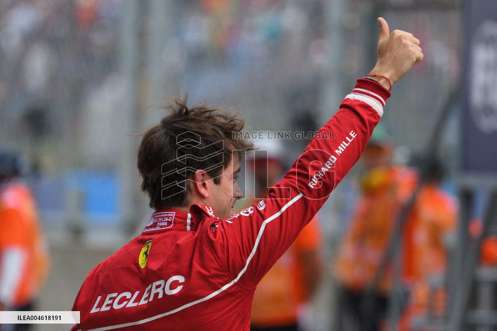 Charles Leclerc Celebrates Qualifying On Pole At The F1 Hungarian Grand Prix - Budapest