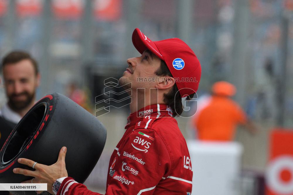 Charles Leclerc Celebrates Qualifying On Pole At The F1 Hungarian Grand Prix - Budapest