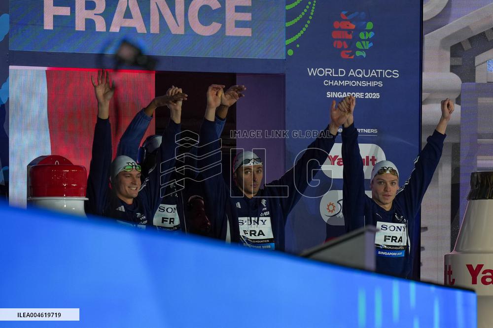4x100m Medley Relay - Team France Wins Silver At 2025 World Aquatics Championships - Singapore