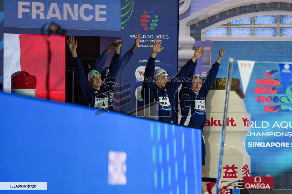 4x100m Medley Relay - Team France Wins Silver At 2025 World Aquatics Championships - Singapore