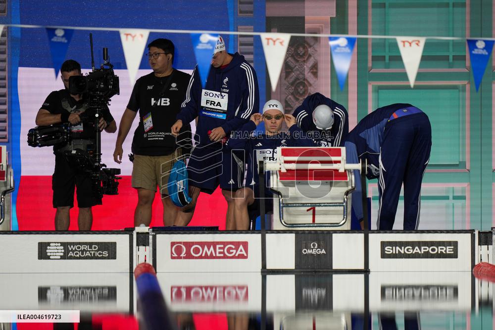 4x100m Medley Relay - Team France Wins Silver At 2025 World Aquatics Championships - Singapore
